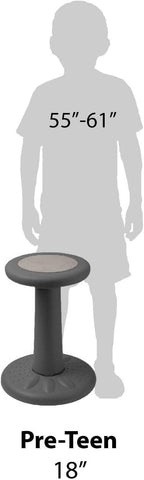 Studico ActiveChairs Kids Wobble Stool, Flexible Classroom Seating Improves Focus, Posture & Helps ADHD/ADD. Get The Wiggles Out Active Fidget Desk Chairs, Pre-Teen 17.75" Chair, Ages 7-12, Grey