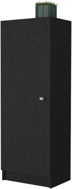Miami Single Door Pantry, 4 Shelves, Black Engineered Wood, Space-Saving Storage for Kitchen or Hallway