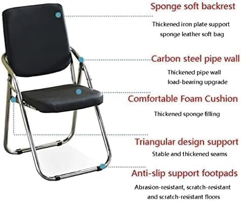 Portable Folding Chair with High Resilience Cushion for Buskin Parlour Study and Office Carbon Steel Dining