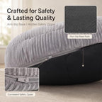 Giant Bean Bag Chair — Plush Faux Fur, Foldable Memory Foam Lounger, Removable Washable Cover for Living Room, Gaming & Lounge (Stripe Grey)
