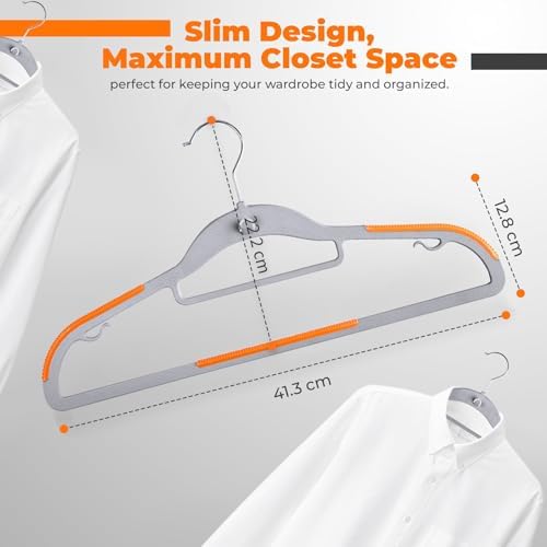 Plastic Hangers 10 Pack, Cascading Slim Space Saving Clothing Hangers with 360° Rotating Hook, Non Slip Clothes Hangers for Sweater Shirt, Heavy Duty Coat Hanger with Inner Hook for Closet, Grey