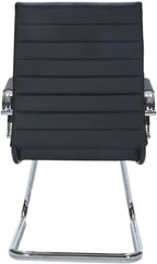 Black Waiting Room Guest Chair No Wheels, Leather Conference Room Reception Chair with Back Support, Ergonomic Desk Chairs with Sled Base, Set of 2, Black.