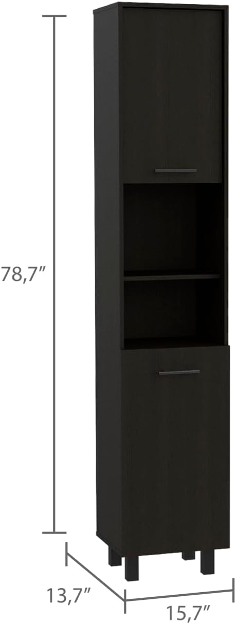 Thorndike 2-Shelf Rectangle Pantry Cabinet - Black Wengue - Organized Storage for Small Spaces