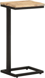 Rough Mango Wood Side Table 2 Pcs with Powder Coated Iron Legs, End Table for Living Room, Natural Wood Grain