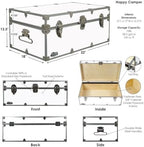 C&N Footlockers - Full-Size Happy Camper Trunk - #1 Summer Camp Trunk - Made in the USA - Steel Footlocker with Lid Stay - 32 x 18 x 13.5 Inches (Royal Blue)