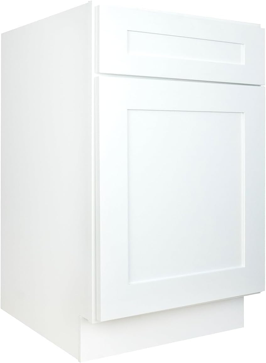 Hollywood Fabiani Design Base Kitchen Cabinet - 21 in. W x 24 in. D x 34.5 in. H, Shaker White, Solid Wood Frame, 1/2-Inch Cabinet-Grade Plywood Box, Soft-Close Door, Ready to Assemble