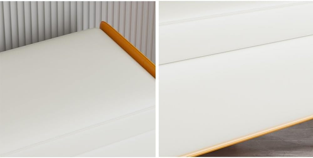 Modern Bed End Stool Bedroom Shoe Changing Entrance Bench Clothing Store Cloakroom Rest Sofa Storage Entryway(Off-White,Medium)