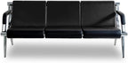 Waiting Room Bench with Armrest 3 Seat Black PU Leather Office Furniture Guest Seating Lobby Conference Reception Chair Visitor Guest Sofa for Office Airport Clinic Hospital Bank Salon Barber