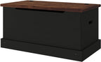 OSHOME 35.5" Solid Pine Storage Chest with Lift -Top Hinged Lid, Storage for Bedroom, Entryway and Living Room in Harvest Black Finish