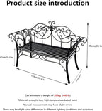 Cast Iron Garden Bench, All Weather Rustproof Patio Furniture, Multifunctional Compact Lounge Seat for Porch Balcony Bedroom Living Room