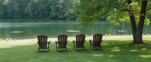 Psilvam Adirondack Chair, Oversized Poly Lumber Fire Pit Chair with Cup Holder, 350Lbs Support Patio Chairs for Garden, Weather Resistant Adirondack Chair Looks Like Real Wood (2, Brown)