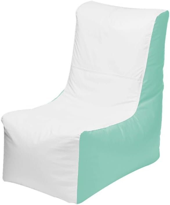 Ocean-Tamer Wedge Boat Bean Bag Chair, Waterproof Beanbag for Pool Patio Beach Marine Grade Vinyl (Small, White/Seafoam)