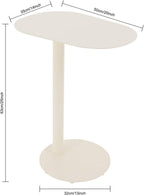 C-Shaped Side Table, Modern Metal End Table for Couch Slim Sofa Side Table Snack End Table TV Trays for Eating On Couch for Dining Room, Living Room, Cafe and Balcony (Cream White)