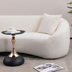 15.7" Round Side Table Gold Metal Pedestal, Hourglass Mermaid Tail Art Deco End Table, Modern Minimalist Accent Drink Martini Table for Small Spaces, Living Room Apartment Cafe (Black)
