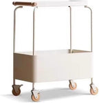 Coffee Table Living Room Small Trolley Wheeled Storage Rack Movable Sofa Side Table Retro Snack Shelf Side Table(White)