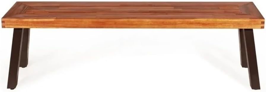 Benches, Rustic Wooden Outdoor Chair with Steel Legs for Patio & Garden