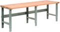 Adjustable Height Butcher Block Workbench - Maple & Gray - 96 x 36 in. - 2000 lbs Capacity