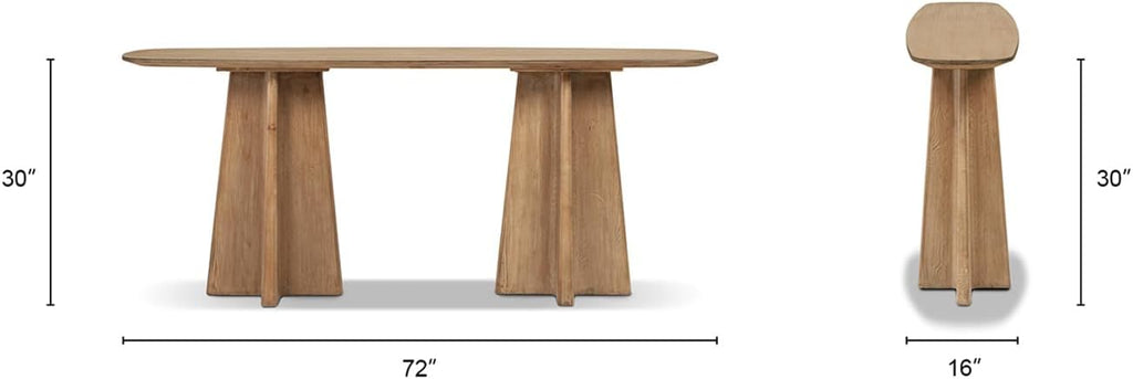 Jennifer Taylor Home Clarence 72" Reclaimed Wood Sculptural Console Table, Antique Natural Brown Reclaimed Pine Wood