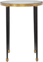 BOWERY HILL Contemporary Iron Side Table, 22" H x 17" W x 17" D, Gold/Black Finish, Clear Glass Top, Accent Table for Living Room or Home Decor