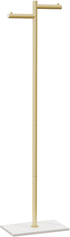 Modern Garment Rack,Z-Shaped Coat Stand with Rock Base,68.9in,Gold | Metal Coat Racks Freestanding with Natural Patterned Base,Easy to Clean Clothes Hangers for Home,Clothing Trees for Office