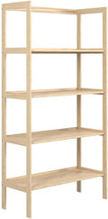 Pemberly Row Modern Solid Wood 4-Shelves Folding Bookcase/Pantry in Unfinished
