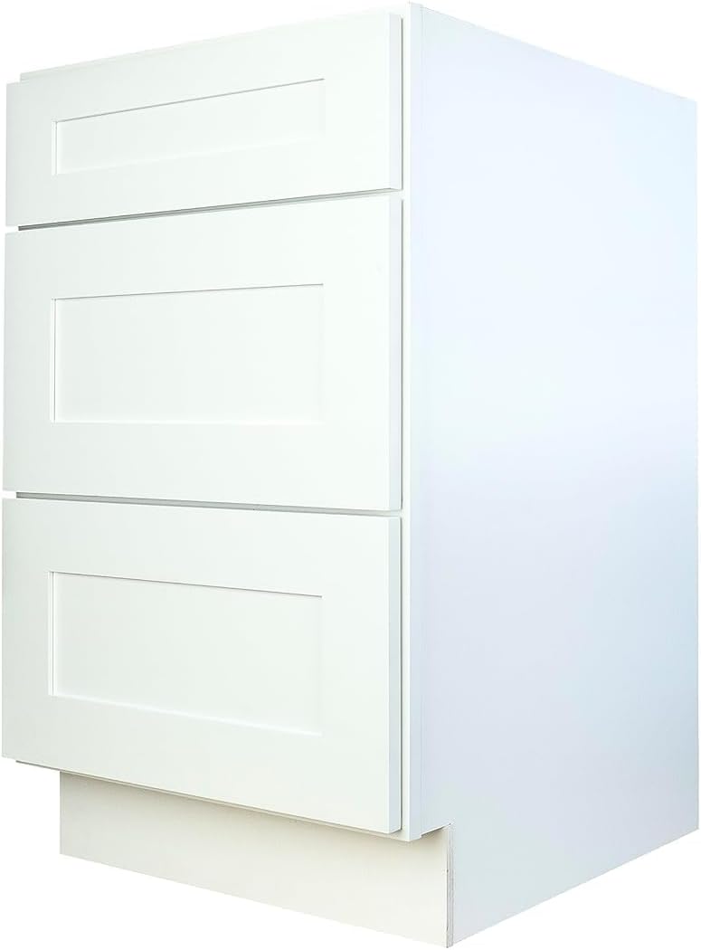 Hollywood Fabiani Design Drawer Base Kitchen Cabinet 21 in. W x 24 in. D x 34-1/2 in. H, Shaker White - Solid Wood Frame, 1/2-Inch Cabinet-Grade Plywood Box, Soft-Close Drawers, Ready to Assemble