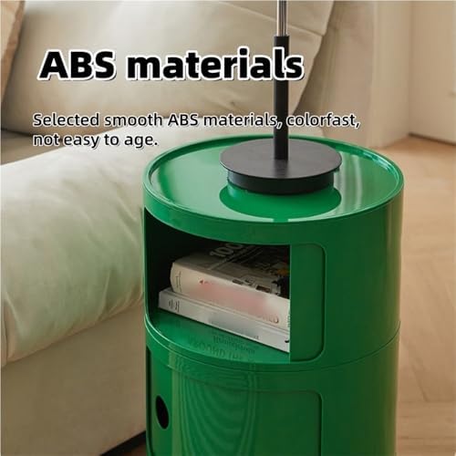 Multi-Layer Storage Cabinet, Small Round Side Table, End Table with Storage, Creative Night Stand Use in Living Room, Bedroom and Balcony(Yellow,58cm-22.8in)