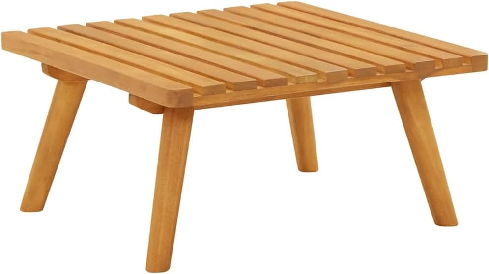 Solid Acacia Wood Footrest with Cushion for Garden Patio, Garden Ottoman Stool, 23.6x23.6x11.4 Inches
