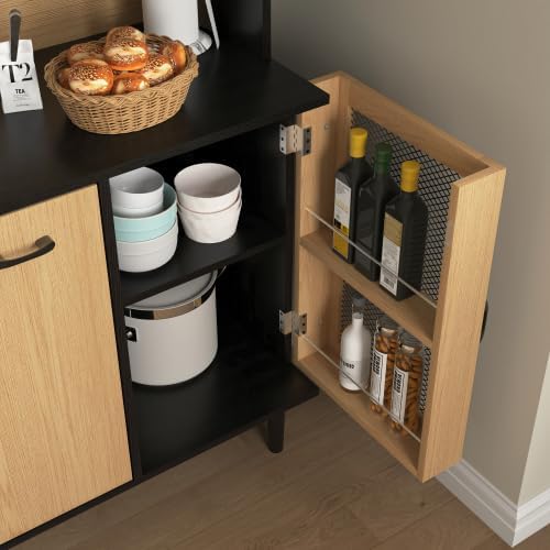 59in H Pantry Cabinet with Charging Station, Buffet Sideboard for Coffee Maker & Toaster, Large Cupboard for Snacks, Spices & Wine for Kitchen, Dining Room & Coffee Bar, White