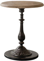 Country Round Table, Pedestal Side Table with Handcrafted Vintage Finish, Retro Accent End Table for Living Room or Dining Room(Black)