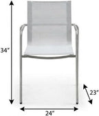 HomeRoots Set of Four Light Gray Steel Sling Outdoor Arm Chairs