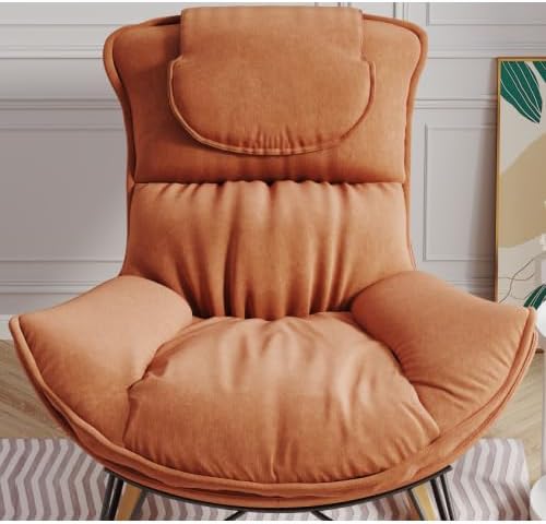 Leisure Single Sofa Rocker, Upgraded Breathable Glider with Removable Washable Seat Pad, Light Luxury Accent Chair for Bedroom Living Room & Small Space, Brown