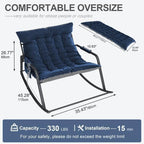 Blue Upholstered Rocking Chair for Nursery Living Room, Glider Rocker with Side Pocket and Padded Cushion, All Season Accent Armchair for Bedroom Porch Garden, Breathable
