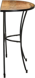 Industrial Style Mango Wood Side Table with Black Steel Legs, Solid Mango Wood Crescent Shape Tabletop for Living Room Entryway, Durable Furniture Decor, 43.3 Inch Long 15.7