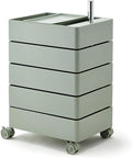 Utility Cart 360° Rotating Bedside Table Side Tables with Storage Drawer and Wheels Movable End Tables for Living Room Lightweight(Green)