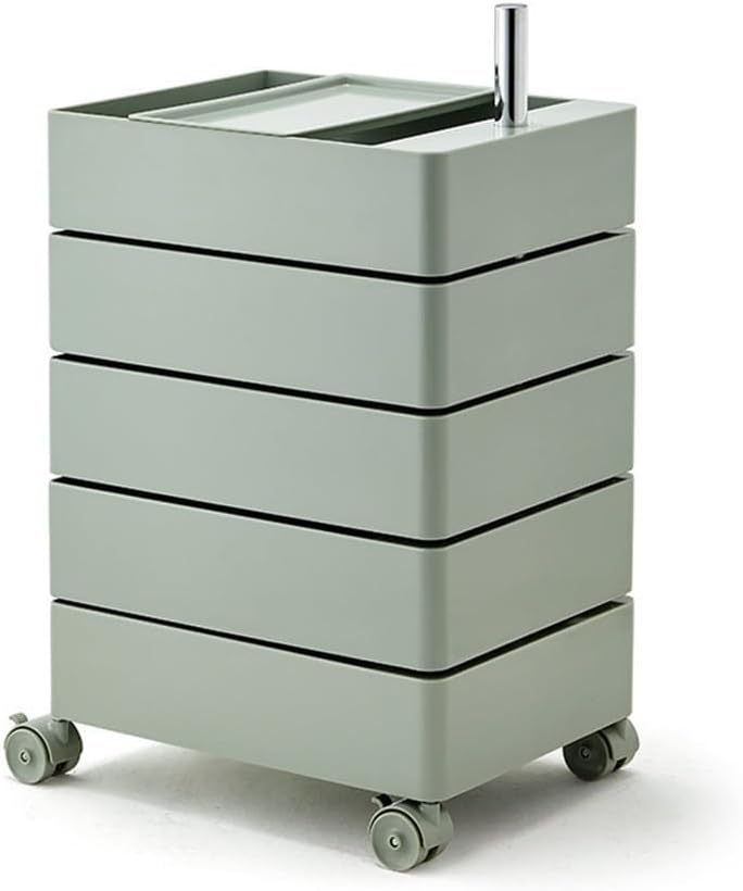 Utility Cart 360° Rotating Bedside Table Side Tables with Storage Drawer and Wheels Movable End Tables for Living Room Lightweight(Green)