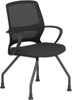 Orion Collection Mesh Conference and Guest Office Chair, Fixed Arms, Black and Pewter Mesh, Black Frame, Ergonomic Meeting Room Chair (Black Mesh, 4-Leg Base)