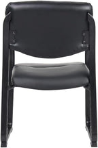 Boss Office Products Leather Sled Base Side Chair with Arms in Black (B9519)