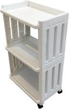 Rolling Storage Utility Cart Slim Organizer Shelf with Wheels 3 Tier Narrow Places Mobile Shelving Unit Tower Rack for Kitchen Bathroom Laundry Room Home Office Bedroom Living Room Washroom, White