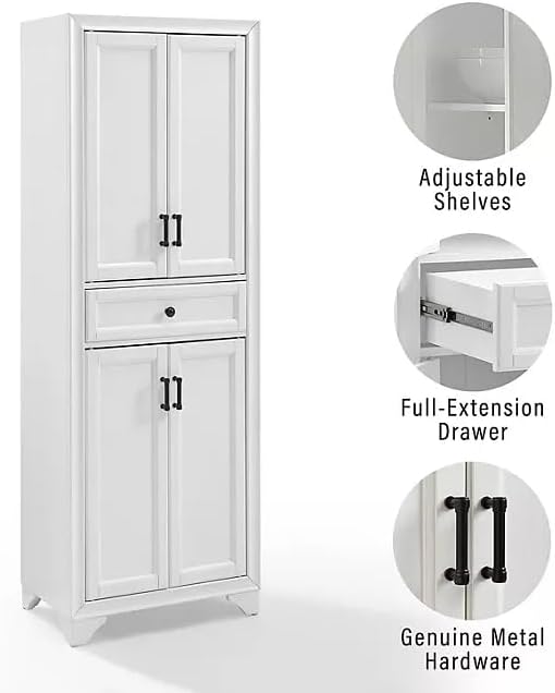 3-Piece Kitchen Storage Cabinet Set, Tall Pantry with Shelves and Drawers, Modern Farmhouse Style, (Distressed White)