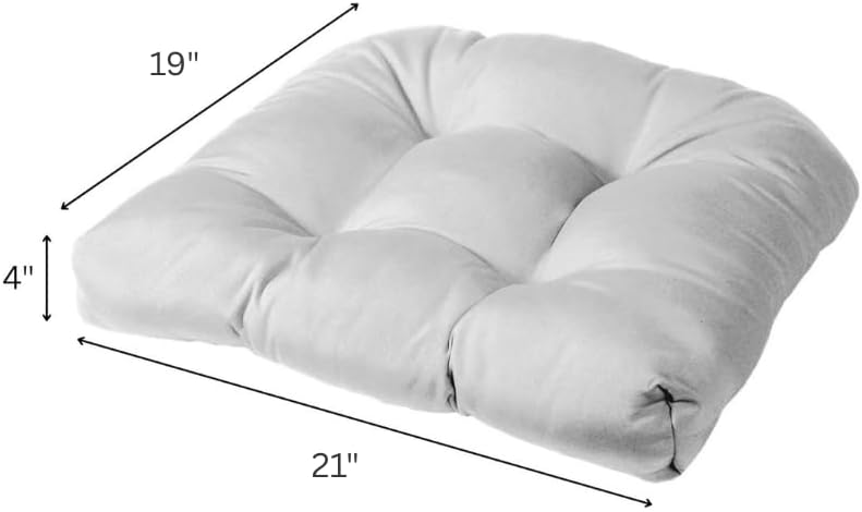 Cushion Source Tufted Chair Cushion | Rounded Back Corners | 21" x 19" x 4" Seat Cushion | No Ties | Indoor/Outdoor | Multiple Sunbrella Fabric Options Available (Sunbrella Elements Cast Silver)