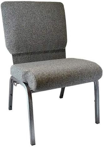EMMA + OLIVER Charcoal Gray Church Chair 20.5 in. Wide
