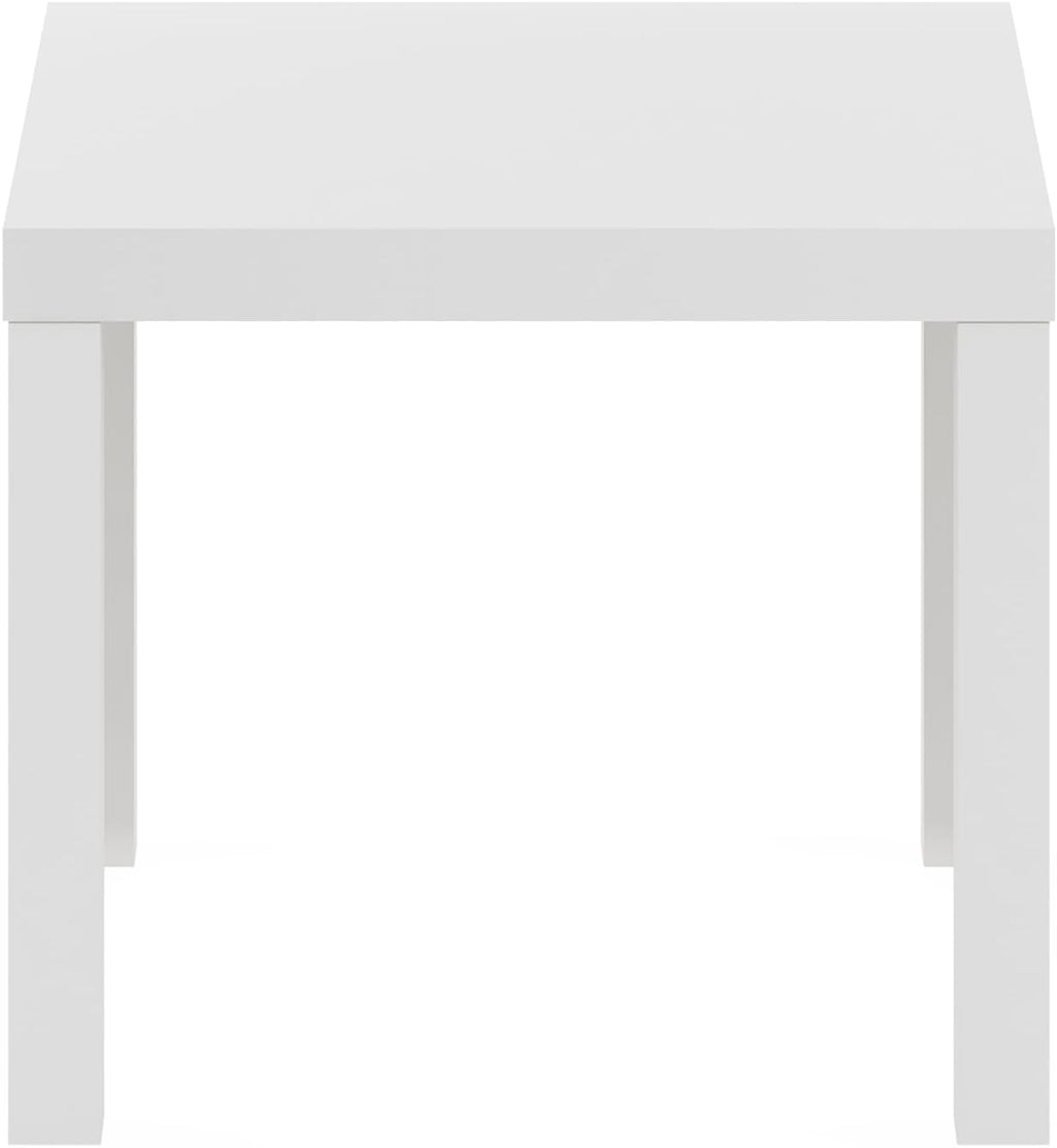 Furinno Classic Side Table, Square Modern End Table with 1.8 Thick Tabletop, Simple Night Stand, Bedside Table, Toolless Assembly, for Living Room, Bedroom, Plain White