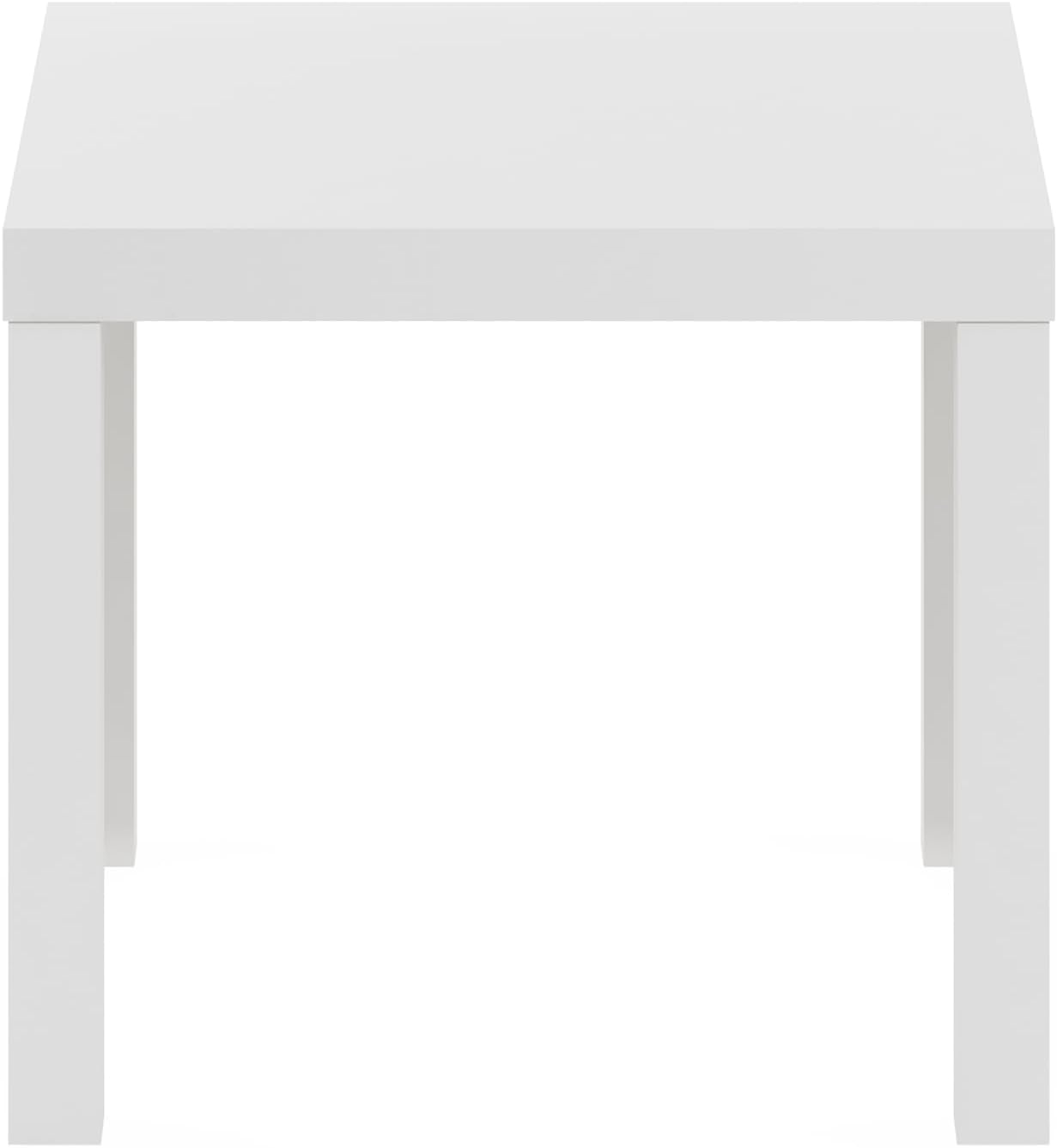 Furinno Classic Side Table, Square Modern End Table with 1.8 Thick Tabletop, Simple Night Stand, Bedside Table, Toolless Assembly, for Living Room, Bedroom, Plain White