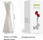 Farmhouse Rustic Ceramic Vase Set - White Decorative Vases for Home Decor (1 Pack)