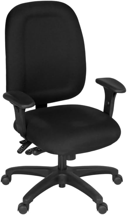 Romig Comfort Series High-Back Multifunctional Fabric Computer Task Chair with Adjustable Arms - Black