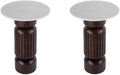 Pemberly Row Set of 2 Marble and Wood Side Tables in White/Light Beige