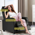 BestMassage | Recliner Chair | No Massage Function | Leather Black | with Lumbar Support, Adjustable Push Back, Wide Armrests, Footrest & Padded Seat | Easy Assembly | for Living Room, Home Theatre