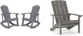 Flash Furniture Set of 2 Savannah Adirondack Rocking Chairs and Charlestown Adirondack Chair, 350-lb Capacity, Polyresin Wood Style, Gray
