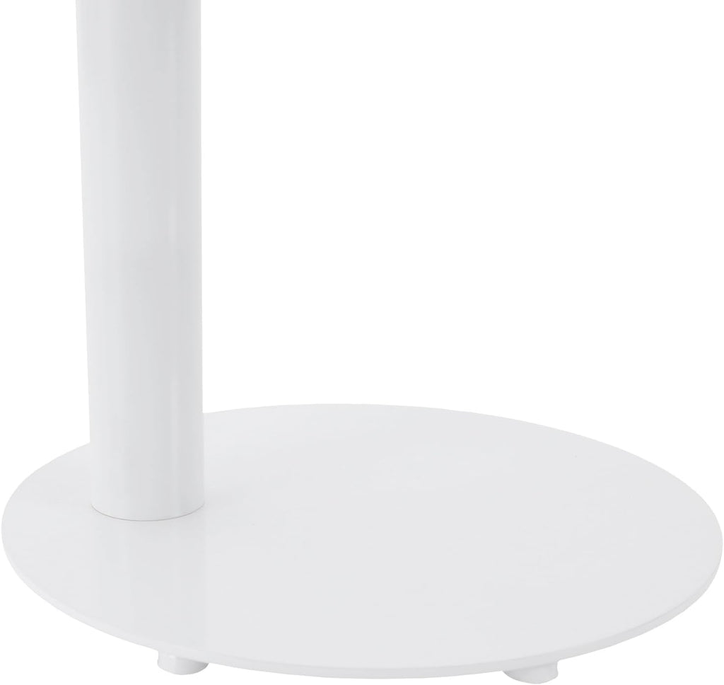 C Shaped Side Table for Couch, 25” Iron End Table Slides Under Sofa, Modern White Metal Snack Table with 20” x 14” Top, Small Space Living Room Bedroom Bedside Laptop Table